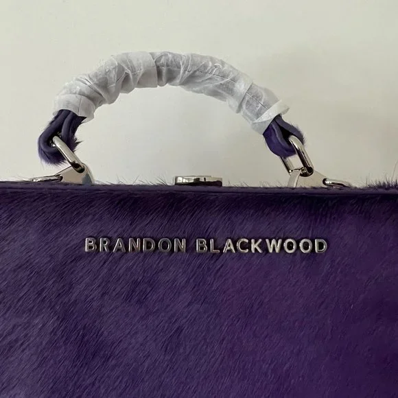 Brandon Blackwood Mini Kendrick Trunk | Dark Purple Pony Hair Silver Hardware - Picture 4 of 5